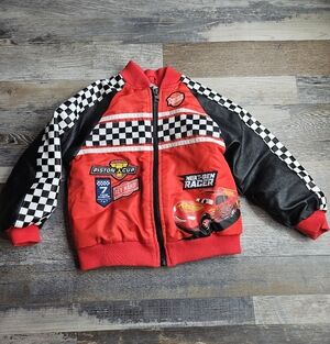 Disney X Cars Lightning McQueen Bomber Jacket Size 3 Toddler Youth